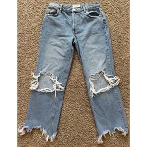 Free People We The Free Maggie Ripped Crop Straight Jeans Boho Size 28